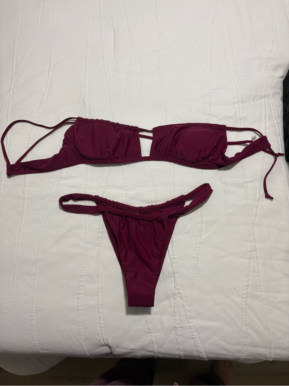 Women’s Burgundy Bandeau Bikini Set